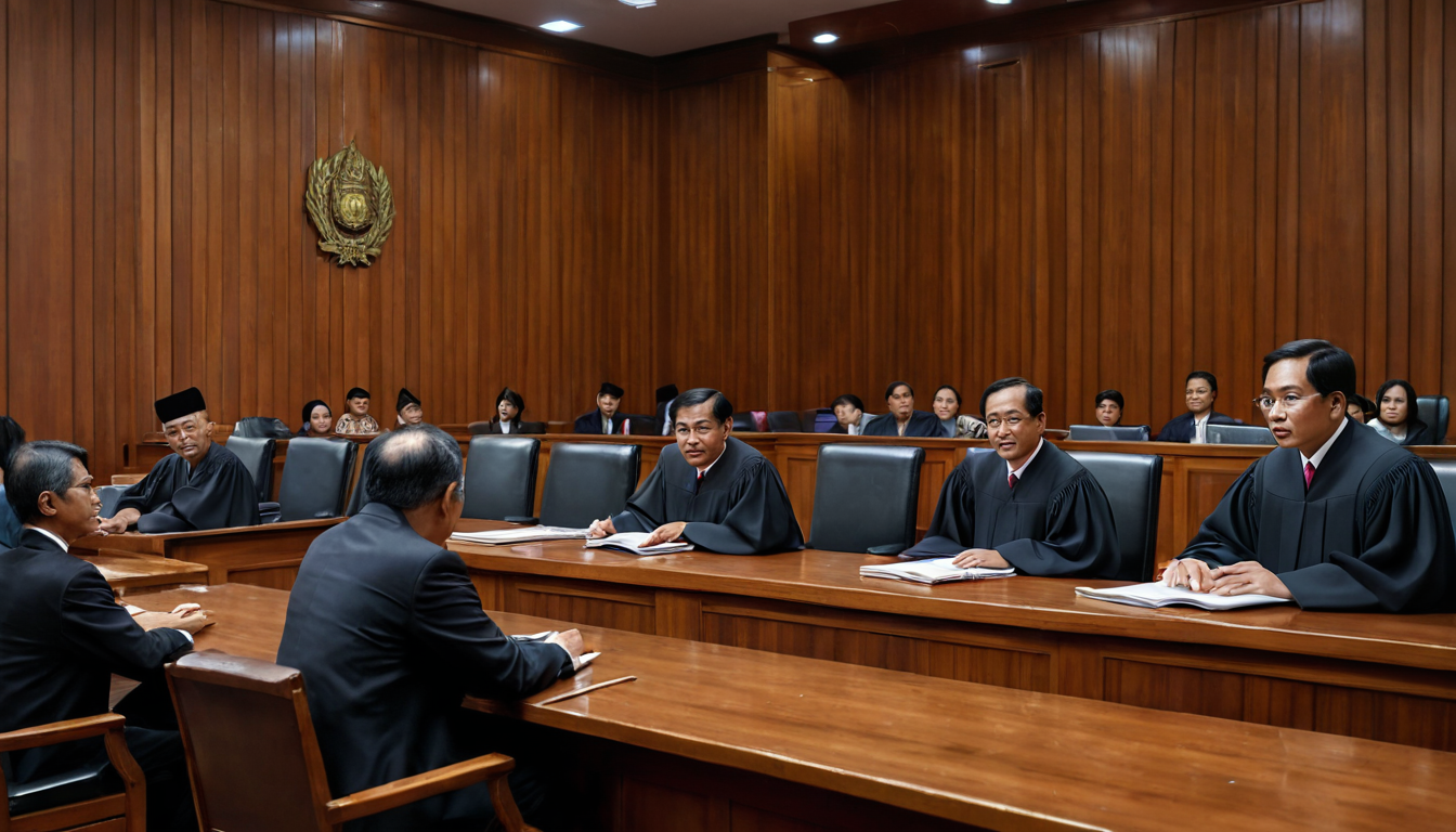 Courtroom scene showing judicial discussion on education budget allocation