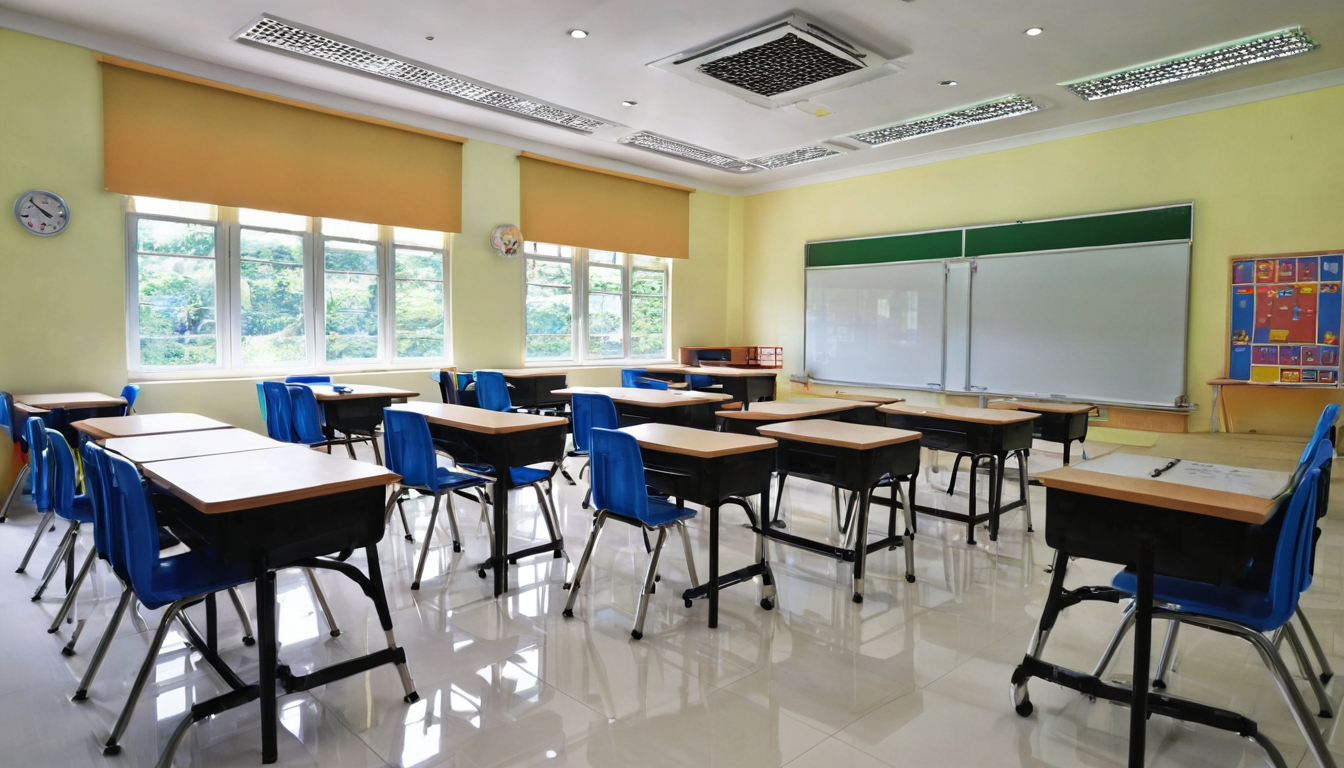 Modern classroom environment ready for incoming six-year-old students
