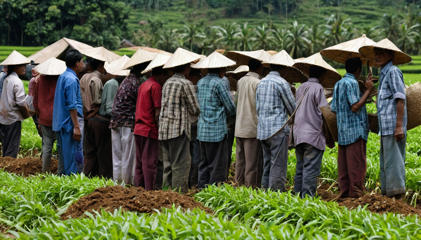 Diverse group of small-scale farmers working together