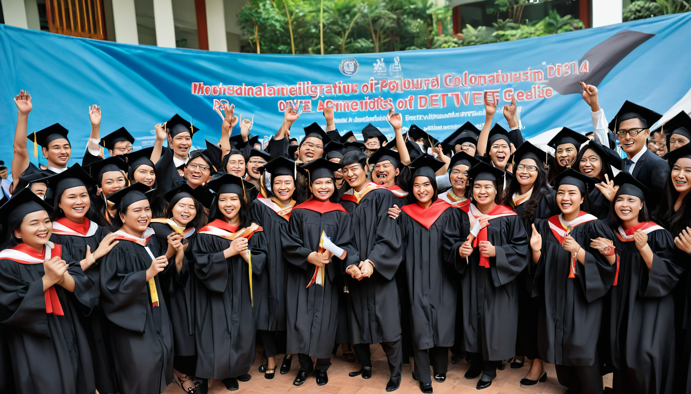 Young professionals graduating with banners showing MARA partnership announcements