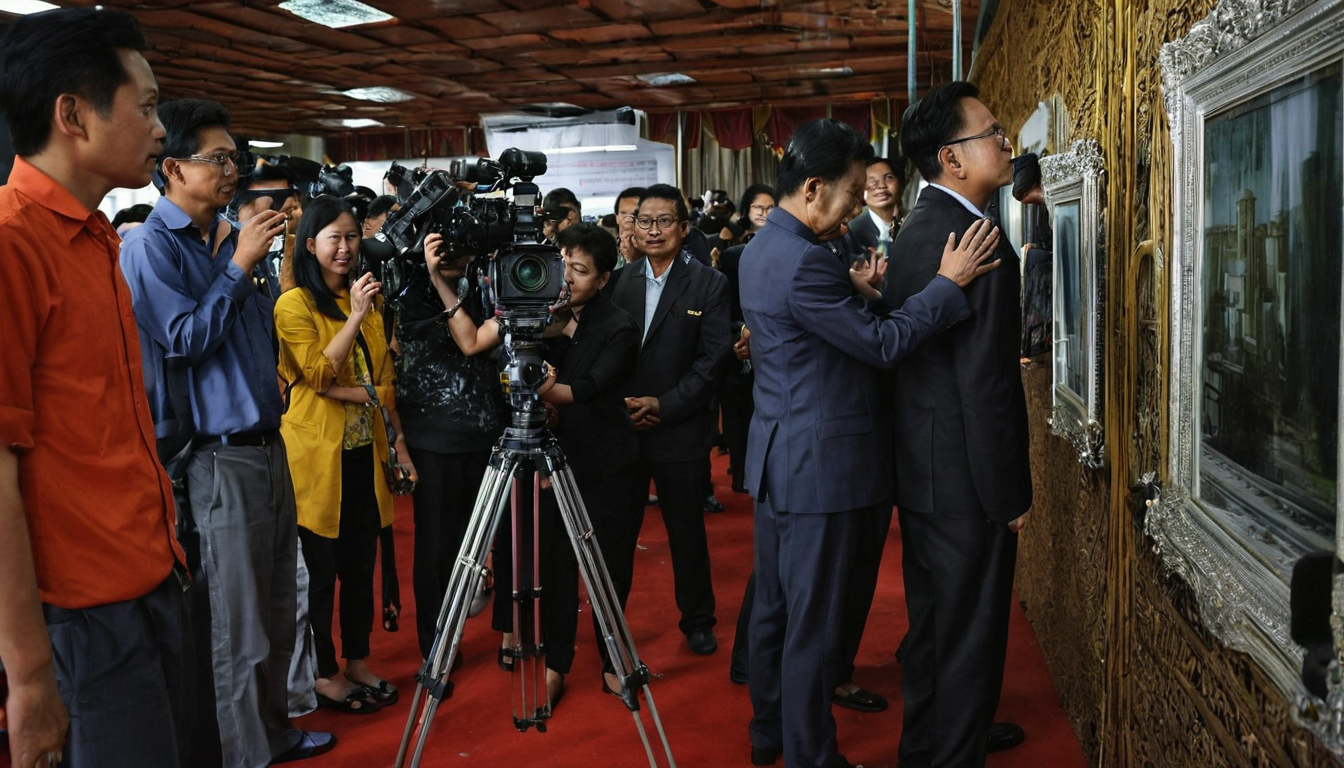 Diverse Malaysian artists collaborating at an international trade fair