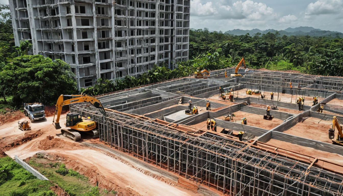 Ongoing construction project amid cityscape