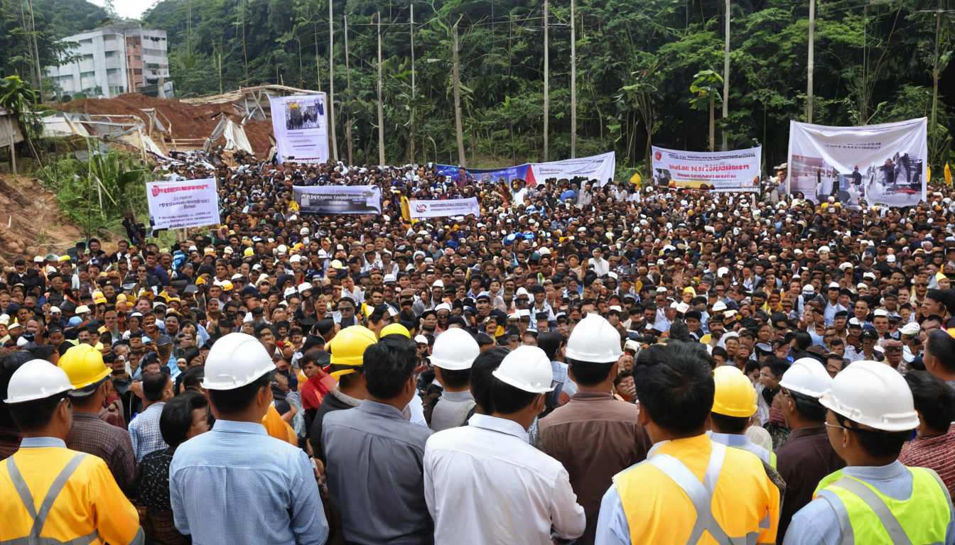 Protesters demonstrating against the data center project in Kota Damansara
