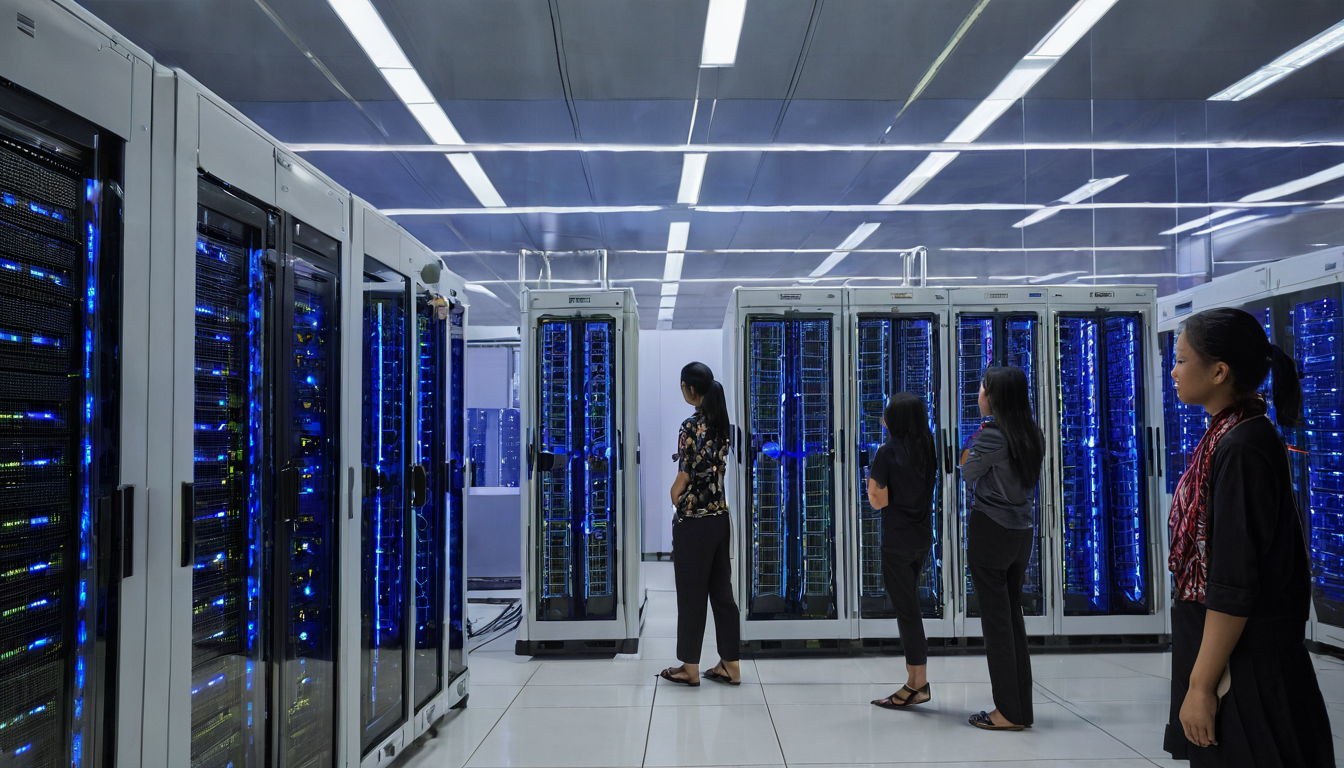 Futuristic data center network representing Malaysia's digital future